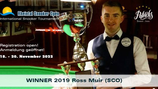 „Rheintal Snooker Open“,  Anmeldung geöffnet!